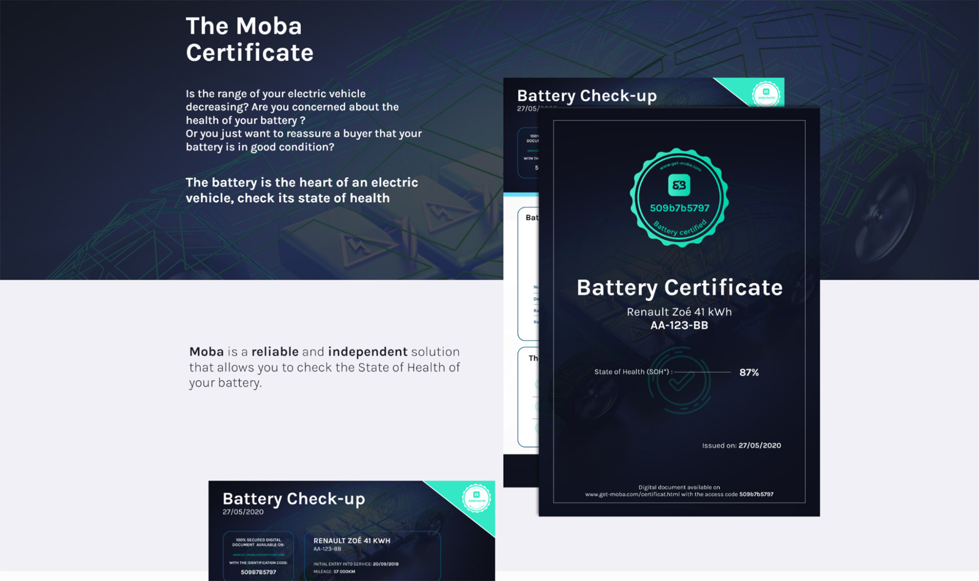 certificato moba per dimostrare la salute della batteria