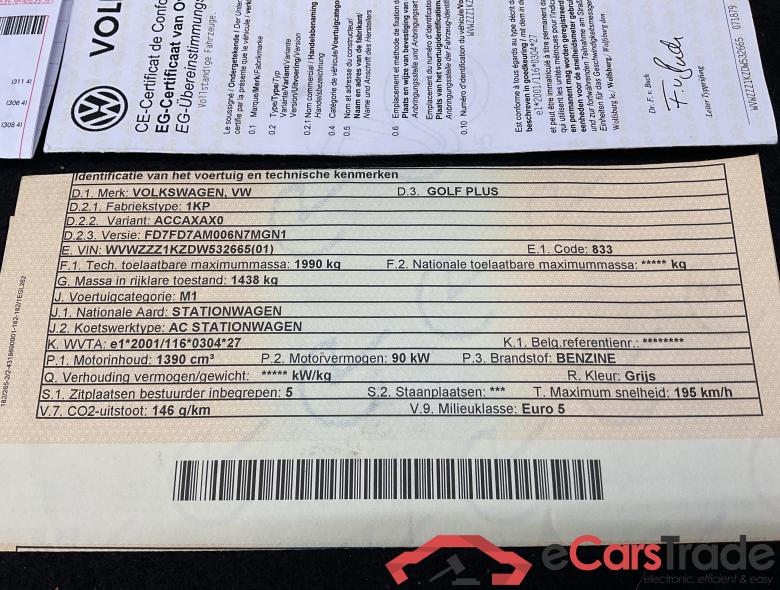 VOLKSWAGEN Golf Plus Golf Plus Trendline 1.4 l TSI 90 kW (122 PS) 7-speed dual-clutch gearbox DSG #6