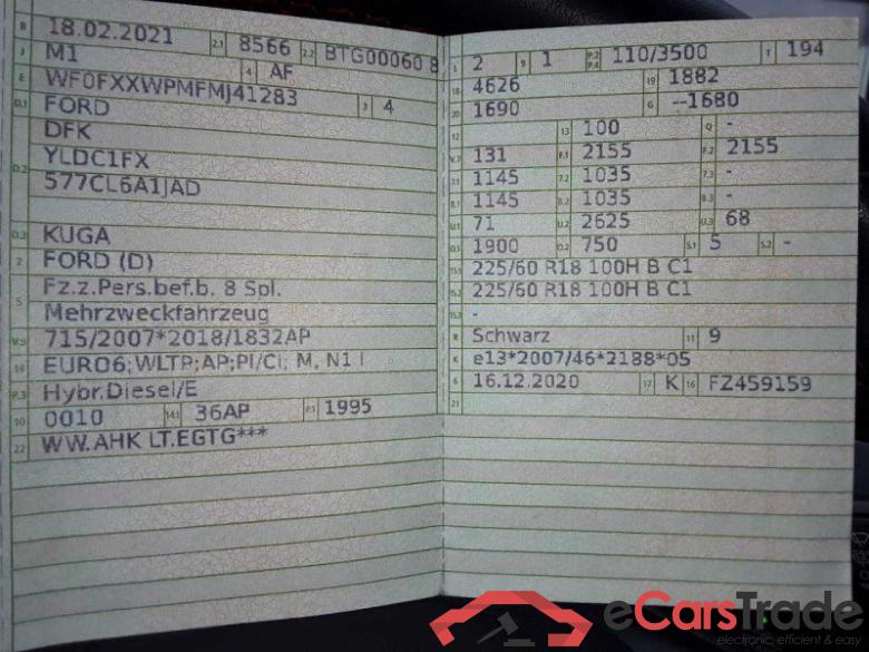 Ford Kuga (2020->) DE - SUV5 2.0 EcoBlue M-Hybrid EU6d, ST-Line X Start/Stopp (EURO 6d), 2020 - 2022 #2