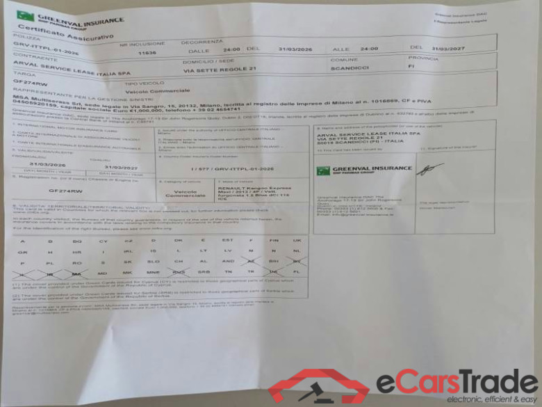 RENAULT KANGOO EXPRESS MAXI / 2013 / 4P / VETT. FURGONATA 1.5 BLUE DCI 115 ICE