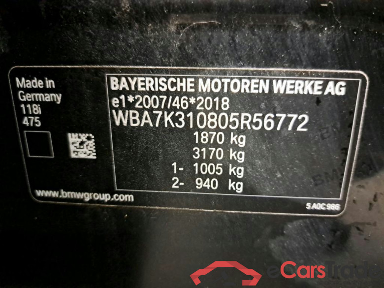 BMW - BMW 1 HATCH 118iA 140PK Business Edition Advantage & Pack Business & Cruise Control & Parking Assistant Pack  * PETROL * #6